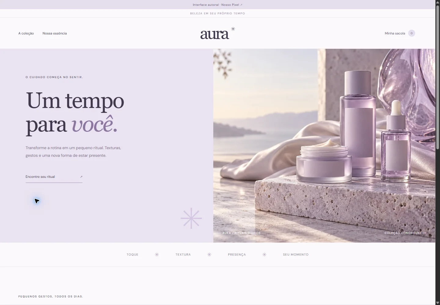 Interface Aura: Loja virtual de cosméticos