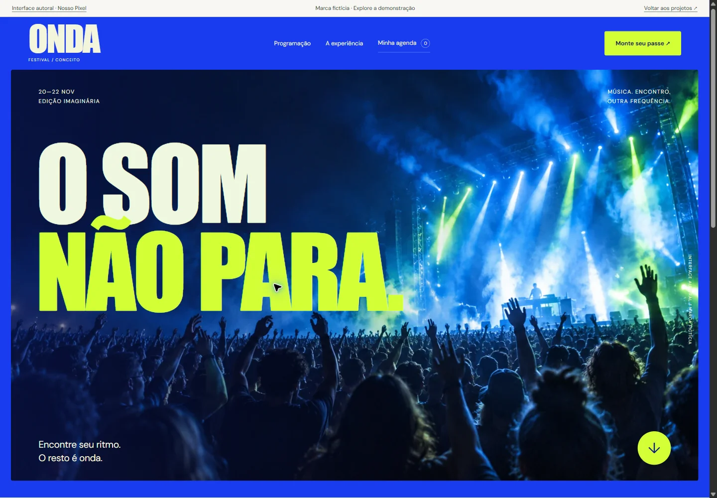Layout navegável ONDA, Música e eventos