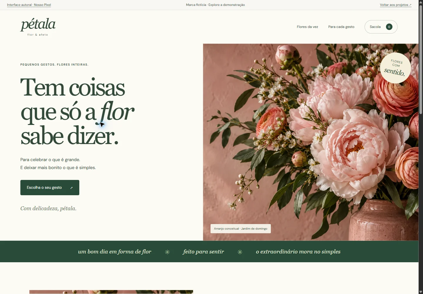 Layout navegável PÉTALA, Floricultura