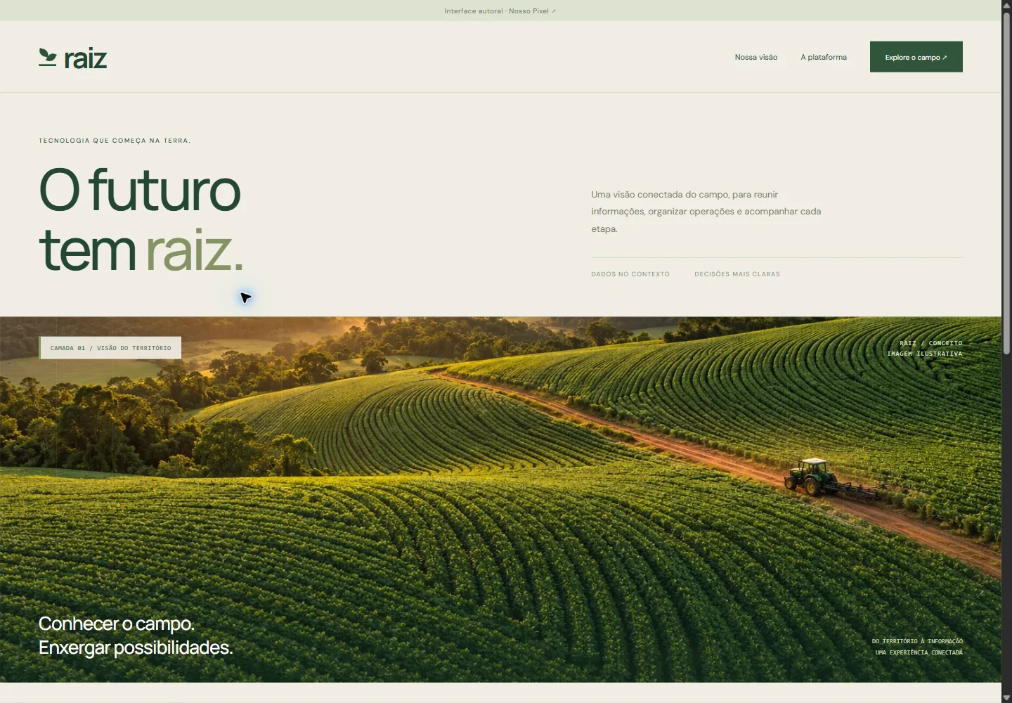 Layout navegável Raiz, Agronegócio e tecnologia