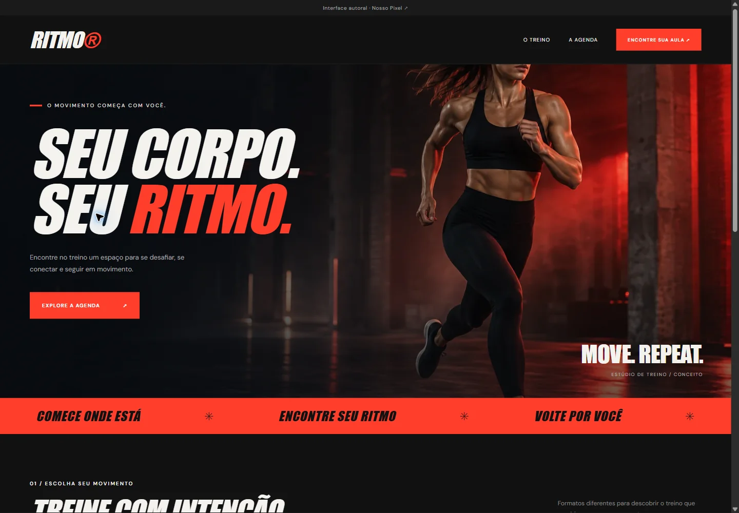 Layout navegável Ritmo, Fitness e movimento