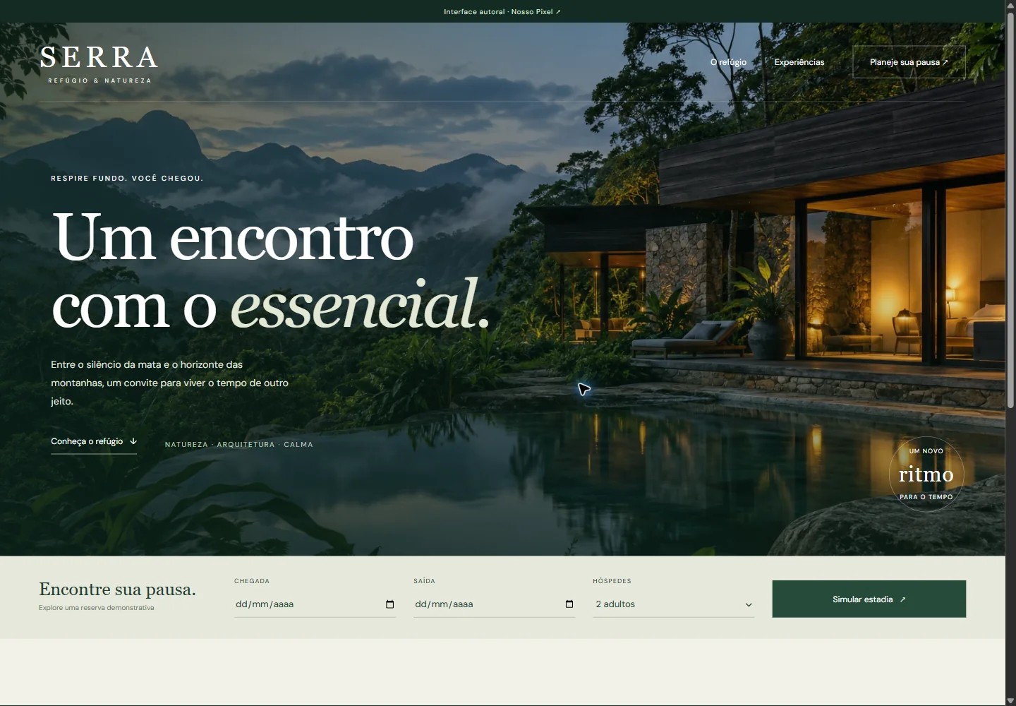 Interface Serra, site de hotelaria