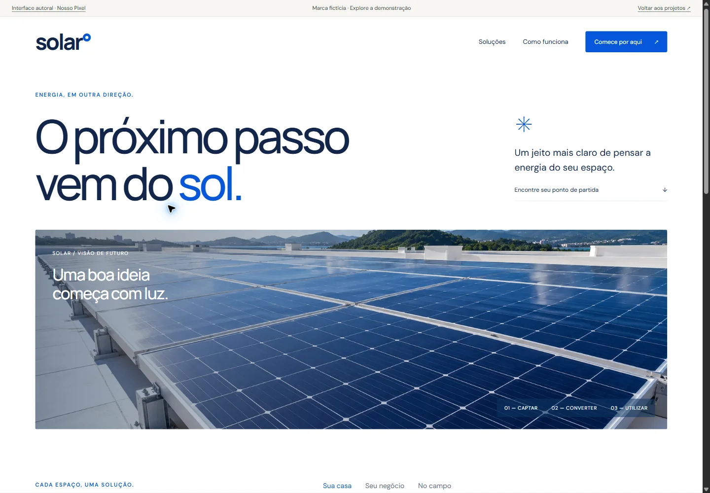 Layout navegável SOLAR, Energia solar