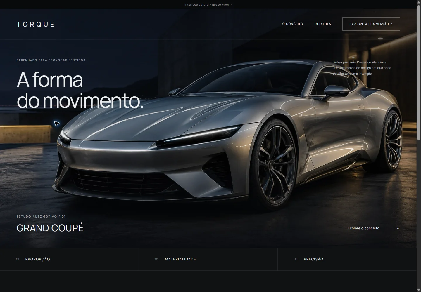 Layout navegável Torque, Automotivo e design