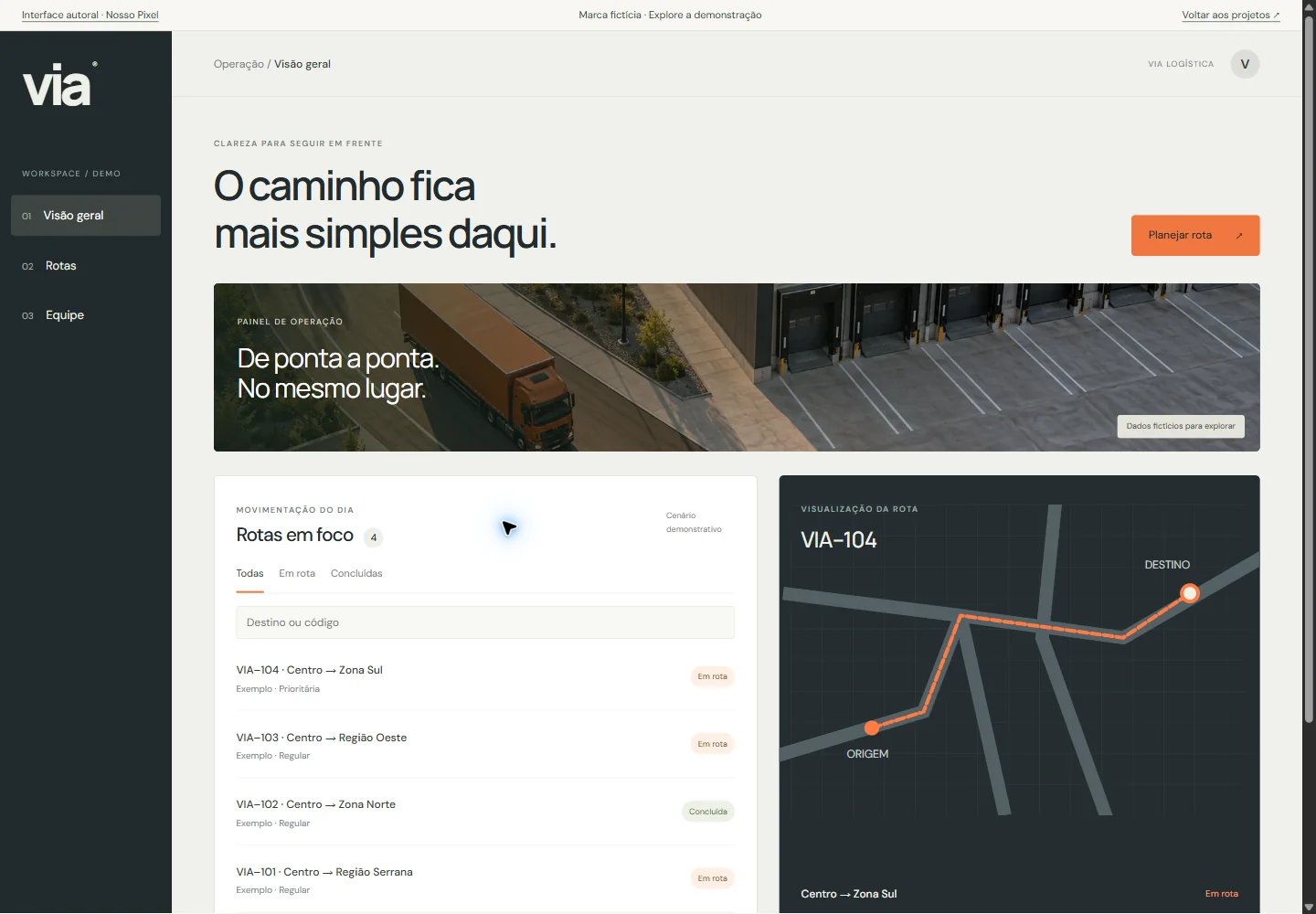 Interface VIA: Aplicativo web